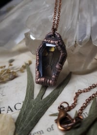 Image 4 of Quartz Crystal Coffin Pendant - Damselfly Wing - Brown
