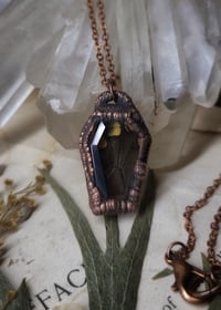 Image 2 of Quartz Crystal Coffin Pendant - Damselfly Wing - Brown
