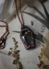 Image 3 of Quartz Crystal Coffin Pendant - Damselfly Wing - Brown