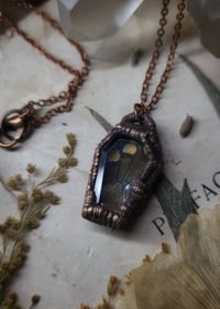 Image 1 of Quartz Crystal Coffin Pendant - Damselfly Wing - Brown