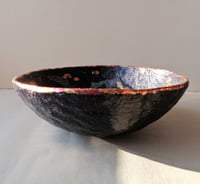 Image 1 of OOAK Black Paper Mache Bowl with Copper Leaf | Luxury Art Decor