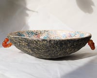 Image 2 of OOAK Paper Mache Bowl with Carnelian Handles | Sculptural Decor