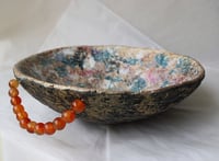 Image 1 of OOAK Paper Mache Bowl with Carnelian Handles | Sculptural Decor
