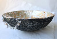 Image 1 of OOAK Paper Mache Bowl with Agate Handles | Handmade Sculptural Decor