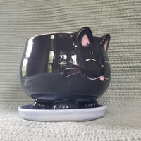 Image 1 of Big Silly Kitty Planter Black Cat