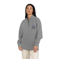 Image 3 of Quarter-Zip Sweatshirt — Retro American Flag Pocket Design