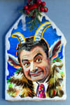 Mr. Bean Kissing Krampus Ornament