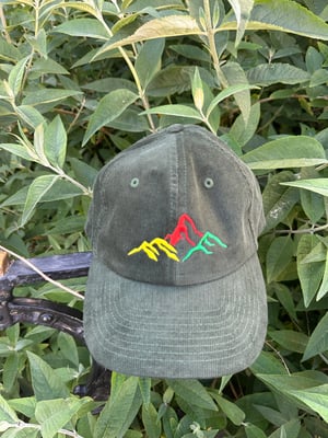 Image of ‘Mountains of 58’ Heritage Cord  Cap in Camel Black & Dark Olive 