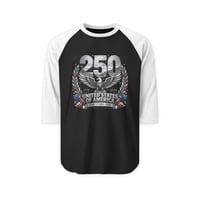 Image 1 of 250 Years United States of America Raglan Shirt — Patriotic Eagle 250th Anniversary Baseball Tee