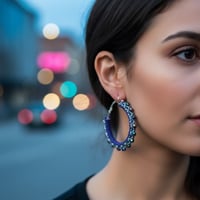 Image 2 of Moonlit Violet Hoop Earrings | PEM-95