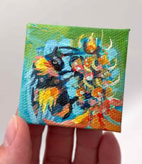 Image 1 of Pollen - honey bee tiny 2x2" painting