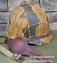 Image 8 of WWII M2 Dbale 82nd Airborne PATHFINER. Front Seam Helmet & SC Paratrooper liner. Netting. 