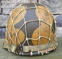 Image 6 of WWII M2 Dbale 82nd Airborne PATHFINER. Front Seam Helmet & SC Paratrooper liner. Netting. 