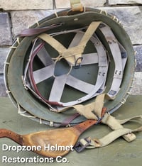 Image 14 of WWII M2 Dbale 82nd Airborne PATHFINER. Front Seam Helmet & SC Paratrooper liner. Netting. 