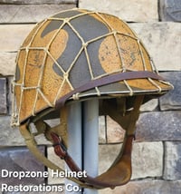 Image 3 of WWII M2 Dbale 82nd Airborne PATHFINER. Front Seam Helmet & SC Paratrooper liner. Netting. 