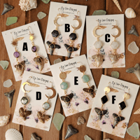 Image 2 of Fossilized Shark Tooth Statement Earrings: Gold