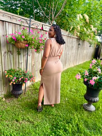 Image 2 of Maxi Dress w/Double Slide Slits, Tie & Pockets