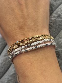 Image 1 of Silver or gold square bead bracelet 