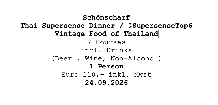 Image of Schönscharf Supersense Dinner 24.09.2026 @ Supersense Top 6