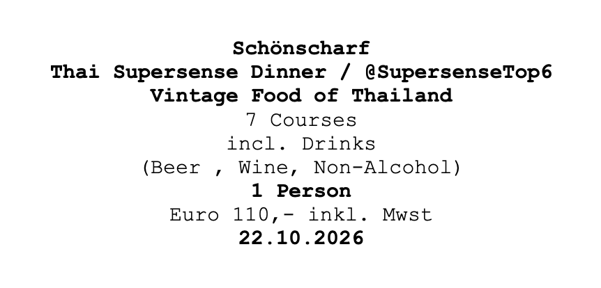 Image of Schönscharf Supersense Dinner 22.10.2026 @ Supersense Top 6