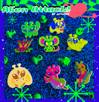 Image 1 of Alien Attack!!! Painted Enamel Pins