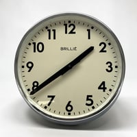 Image 1 of 25 cm  - Horloge Brillié industrielle aluminium poli miroir - Pendule Brillié fonctionnelle