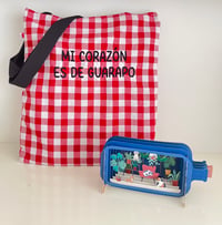 Tote bag Mi corazón es de guarapo vichy rojo y blanco