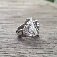 Image 3 of Dethroned Aztec Skull Ring, c. 1940s (#3)