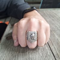 Image 7 of Dethroned Aztec Skull Ring, c. 1940s (#3)