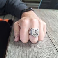 Image 8 of Dethroned Aztec Skull Ring, c. 1940s (#3)