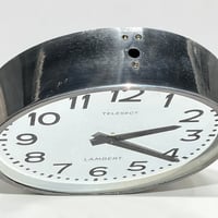 Image 3 of 30 cm Horloge industrielle Lambert en aluminium poli miroir des années 1950 -Fonctionnelle