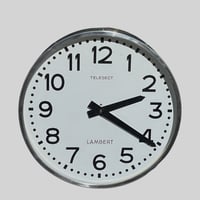 Image 1 of 30 cm Horloge industrielle Lambert en aluminium poli miroir des années 1950 -Fonctionnelle