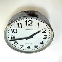 Image 2 of 30 cm Horloge industrielle Lambert en aluminium poli miroir des années 1950 -Fonctionnelle
