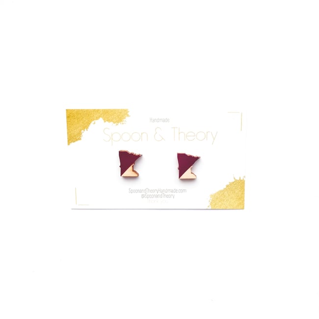 Minnesota State Colorblock Wood Studs - Wine