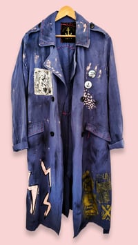 Image 2 of FOCUS ON YOURSELF 🍒  ¥ UPCYCLED  ¥ UNISEX ¥ VINTAGE TRENCHCOAT ¥ IBIZA¥ HANDPAINTED