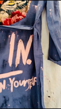 Image 4 of FOCUS ON YOURSELF 🍒  ¥ UPCYCLED  ¥ UNISEX ¥ VINTAGE TRENCHCOAT ¥ IBIZA¥ HANDPAINTED