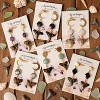 Image 1 of Fossilized Shark Tooth Statement Earrings: Gold