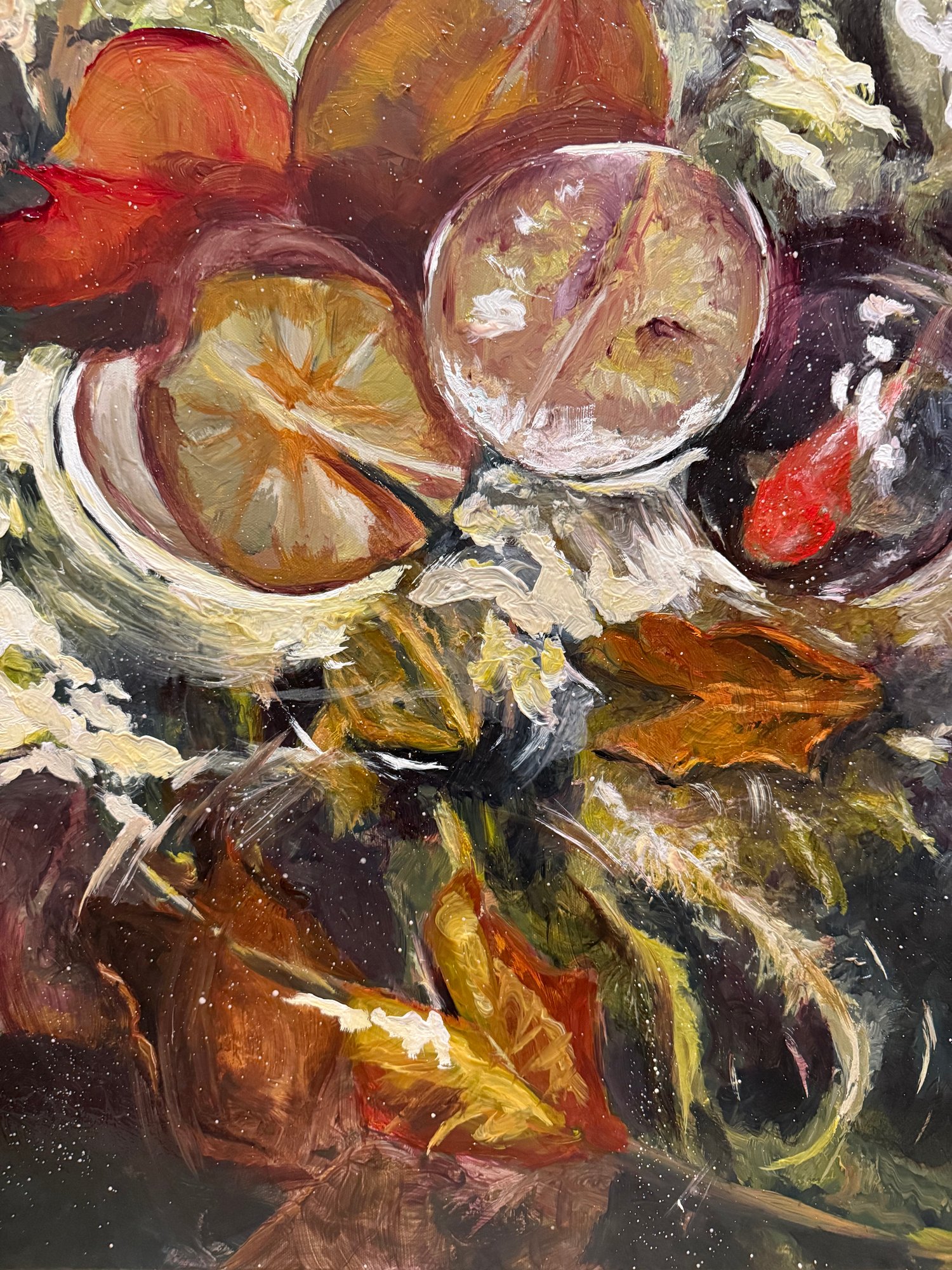 Painting - Pond density depth and reflection study 