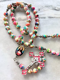 Image 1 of Sacred Heart of Jesus, Painted Stone Bold Joyful Rosary