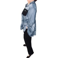 Image 4 of Women's Y2K Pre loved 1of 1 Up-cycled Ashley Stewart denim duster top drop waist &  high low hem  