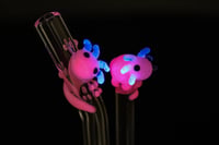 Image 2 of UV Glow Axolotl Set - White Satin (Hot Pink)