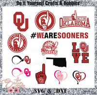 Image 1 of Oklahoma Sooners Set Design SVG Files, Cricut, Silhouette Studio, Digital Cut Files