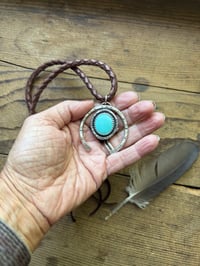 Image 2 of Kingman Turquoise Naja Necklace | Sterling Silver | Indian Head Nickel Closure | Handbraided Le
