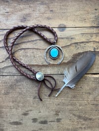 Image 1 of Kingman Turquoise Naja Necklace | Sterling Silver | Indian Head Nickel Closure | Handbraided Le