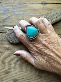 Image 2 of Kingman Turquoise Teardrop Ring | Sterling Silver | Size 9.75 | Wide Band | One of a Kind