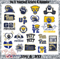Image 1 of Pittsburgh Panthers University Designs. SVG Files, Cricut, Studio, Digital Cut Files
