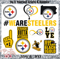 Image 1 of Pittsburgh Steelers Logo SET Design SVG Files, Cricut, Studio, Digital Cut Files