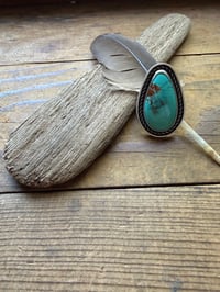 Image 1 of Kingman Turquoise Statement Ring | Sterling Silver | Size 8.5 | Twisted Rope Bezel | One of a Kind
