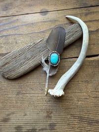 Image 1 of Kingman Turquoise Oval Ring | Sterling Silver | Size 7¼ | Twisted Rope Bezel | One of a Kind