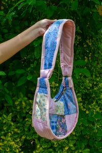 Image 2 of Shojo Princess Patch Bag (Blue and Pink Flowers + Pink Gingham)